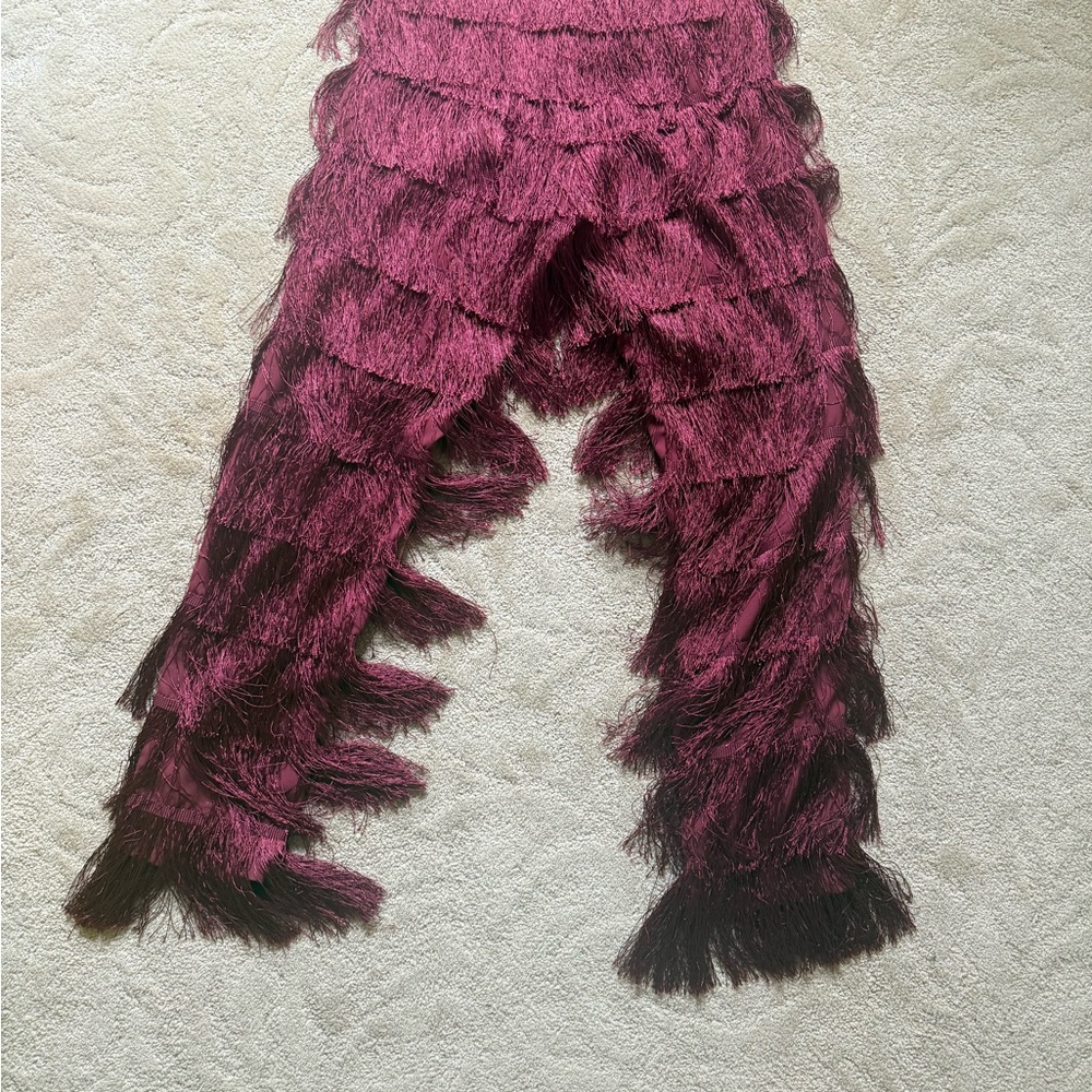 Lavish Alice Kids Fringed Bottoms in Burgundy
